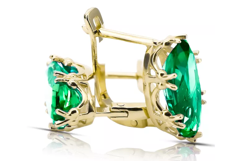 8K žlté zlato 333 Emerald náušnice vec021x-em Russian Soviet USSR Vintage style Art Deco style